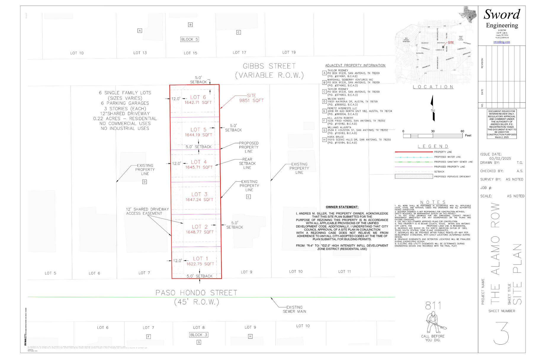 The Alamo Row, Site Plan